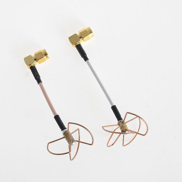 ★FPV 5.8G Clover 3 Blade Transmitting w- 4 Blade Receiving Antenna(TX w- RX) Right Angle -Bore Connector 21047